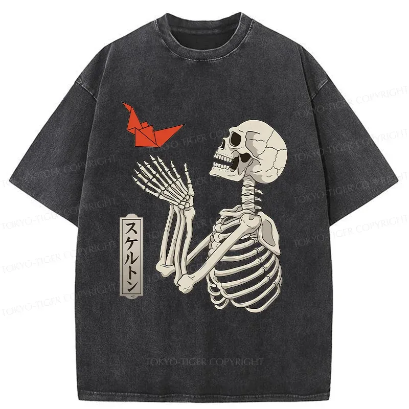 Tokyo-Tiger Flying Paper Cranes Washed T-Shirt