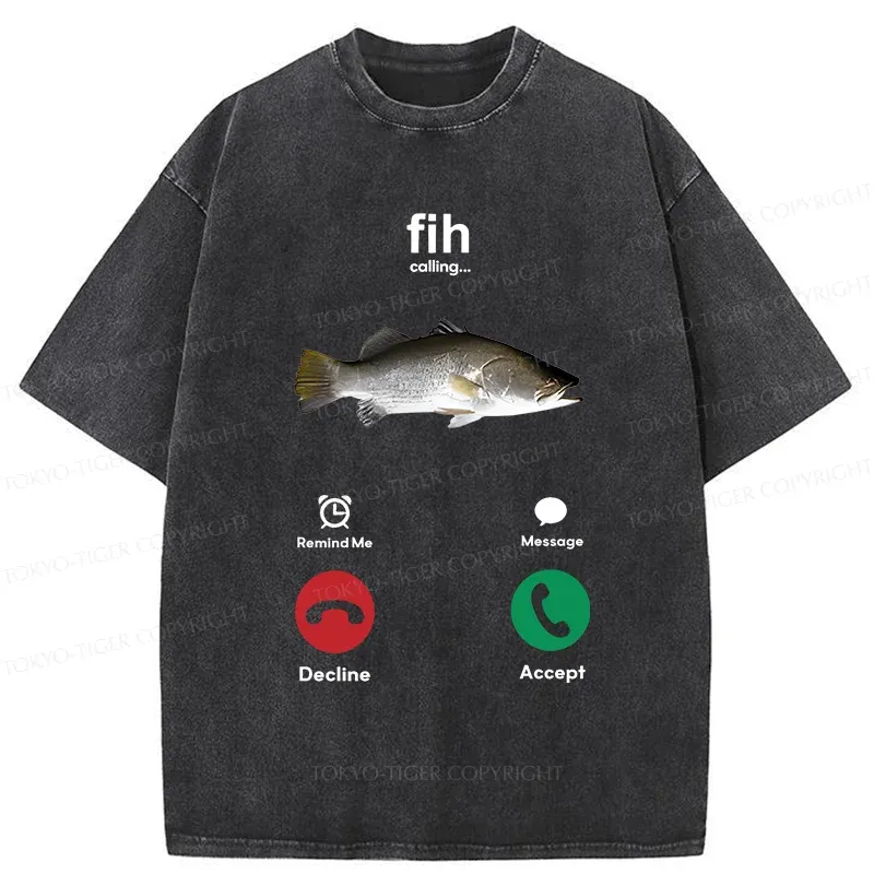 Tokyo-Tiger Fih Calling Washed T-Shirt