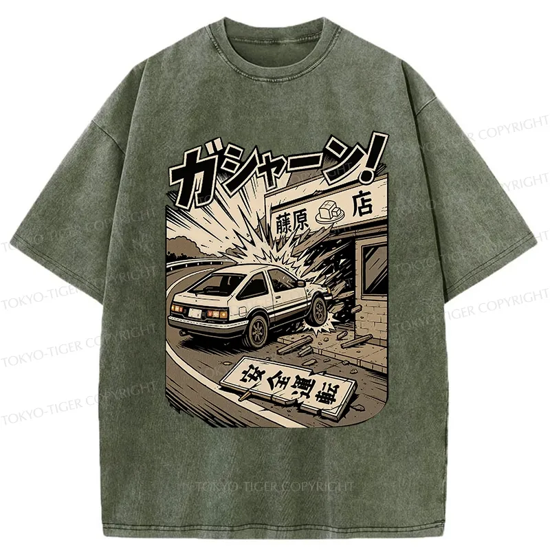 Tokyo-Tiger The Car That Collided Washed T-Shirt