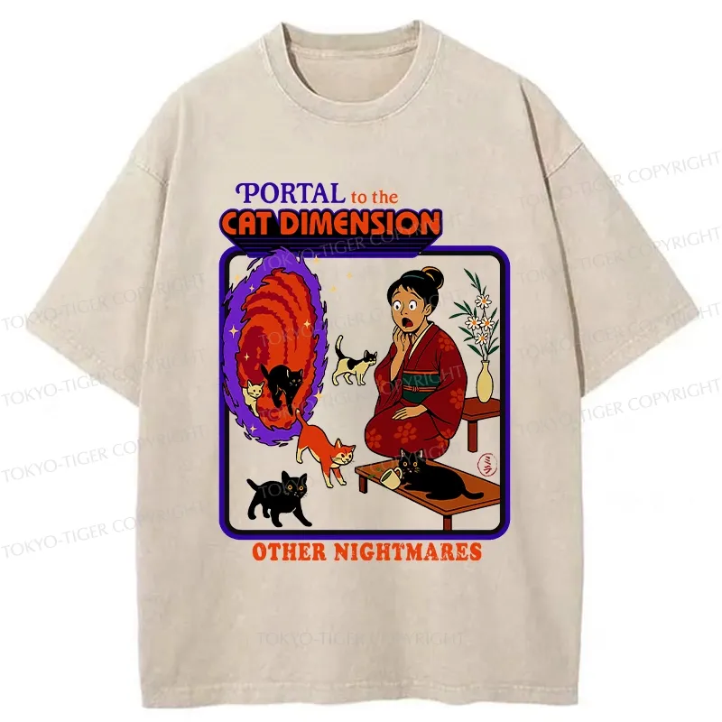 Tokyo-Tiger Portal To The Cat Dimension Washed T-Shirt