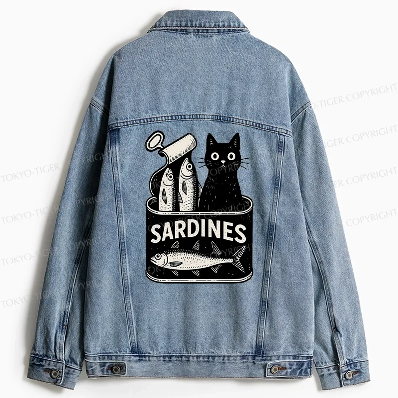 Tokyo-Tiger Cat And Canned Fish Jean Jacket