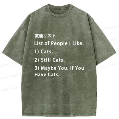 Tokyo-Tiger Friends List Funny Washed T-Shirt