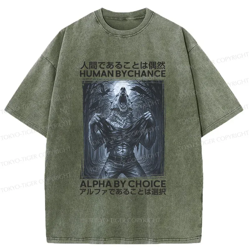 Tokyo-Tiger Howling Wolf Washed T-Shirt