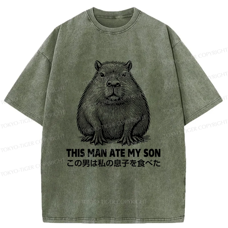 Tokyo-Tiger Sluggish Capybara Washed T-Shirt