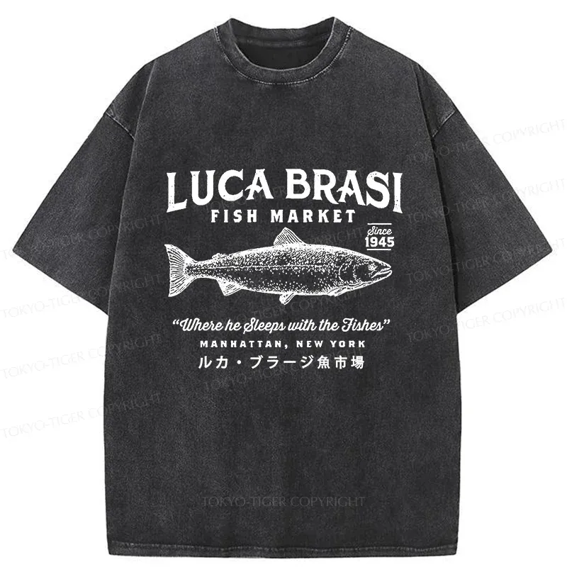 Tokyo-Tiger Funny Fish Market Washed T-Shirt