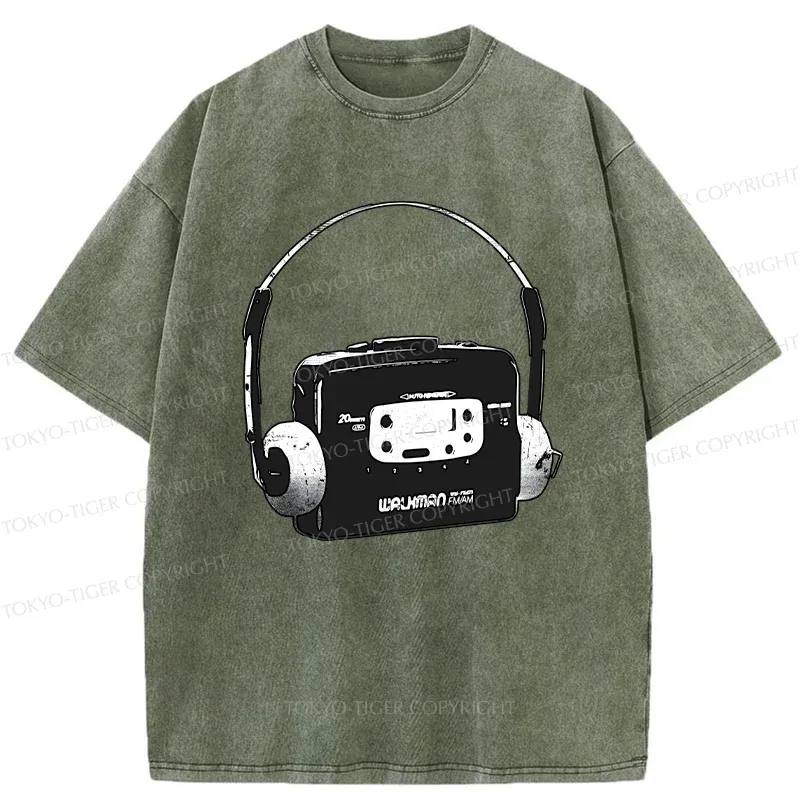 Tokyo-Tiger Retro Walkman Washed T-Shirt