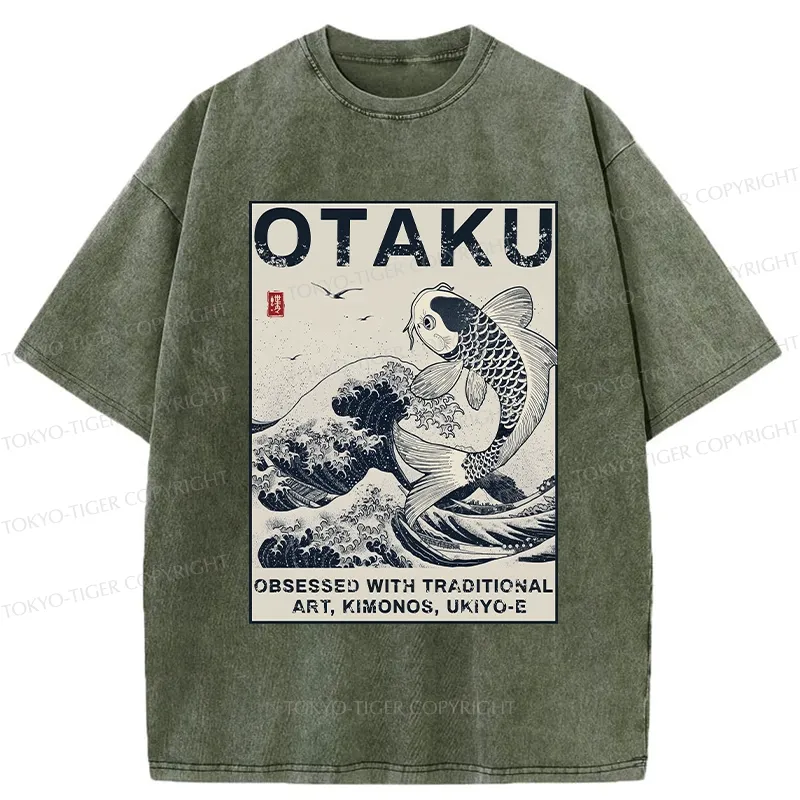Tokyo-Tiger Otaku Traditional Ukiyo-E Washed T-Shirt