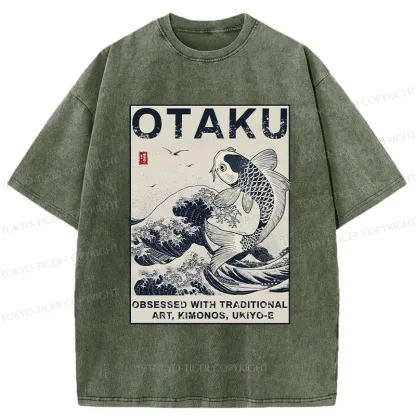 Tokyo-Tiger Otaku Traditional Ukiyo-E Washed T-Shirt