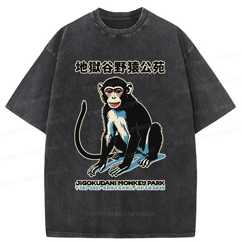 Tokyo-Tiger Japan Monkey Park Washed T-Shirt