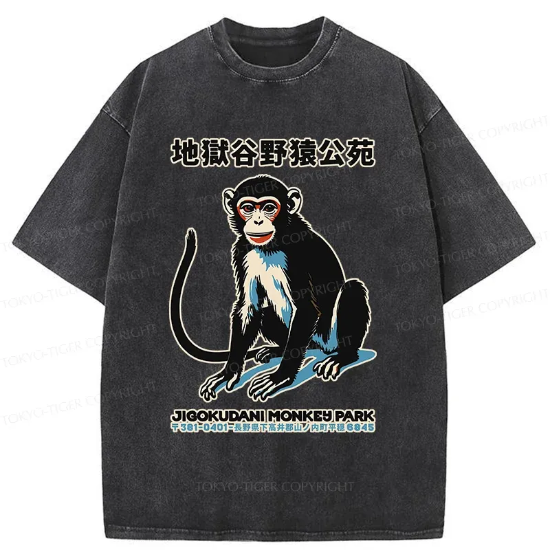 Tokyo-Tiger Japan Monkey Park Washed T-Shirt