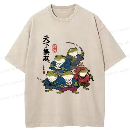Tokyo-Tiger Five Frog Samurai Washed T-Shirt