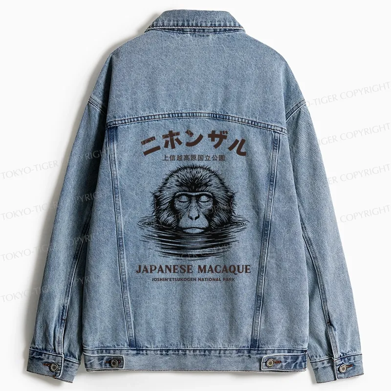 Tokyo-Tiger The Macaque Monkey In The Bath Japanese Jean Jacket