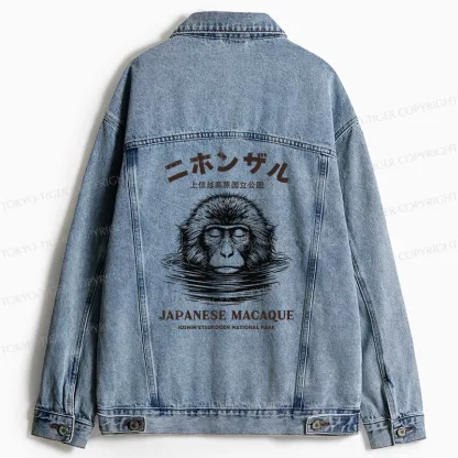 Tokyo-Tiger The Macaque Monkey In The Bath Japanese Jean Jacket