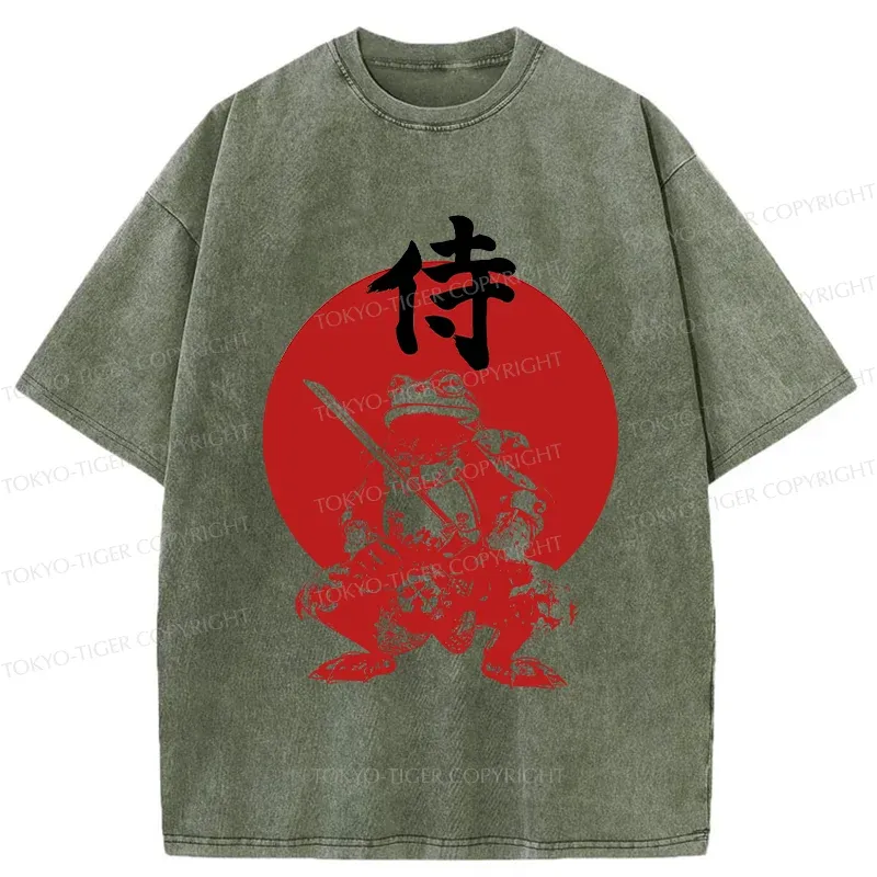 Tokyo-Tiger Mighty Samurai Frog Washed T-Shirt
