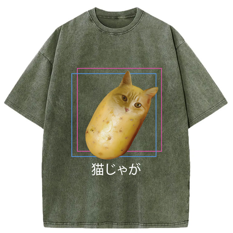 Tokyo-Tiger Potato Cat Japanese Washed T-Shirt