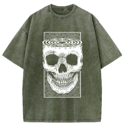 Tokyo-Tiger Horror Skull Washed T-Shirt
