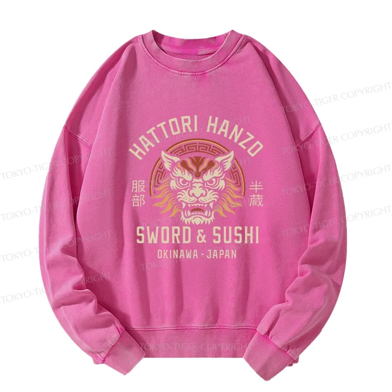 Tokyo-Tiger Hattori Lion Japanese Samurai Washed Sweatshirt