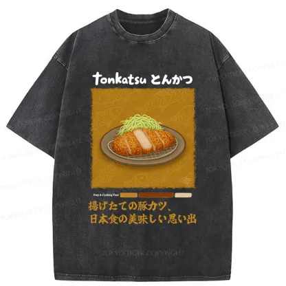Tokyo-Tiger Delicious Fried Pork Cutlet Washed T-Shirt