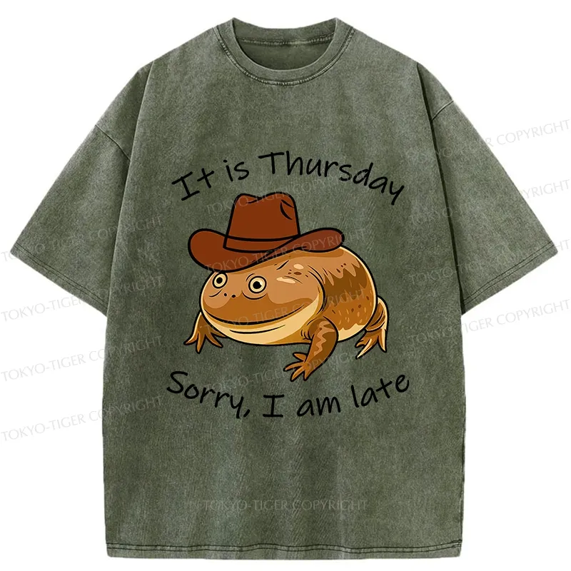 Tokyo-Tiger Funny Late Frog Washed T-Shirt