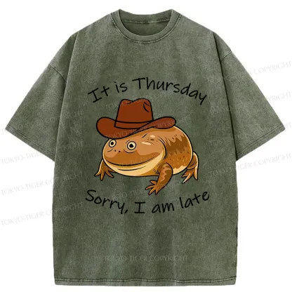 Tokyo-Tiger Funny Late Frog Washed T-Shirt