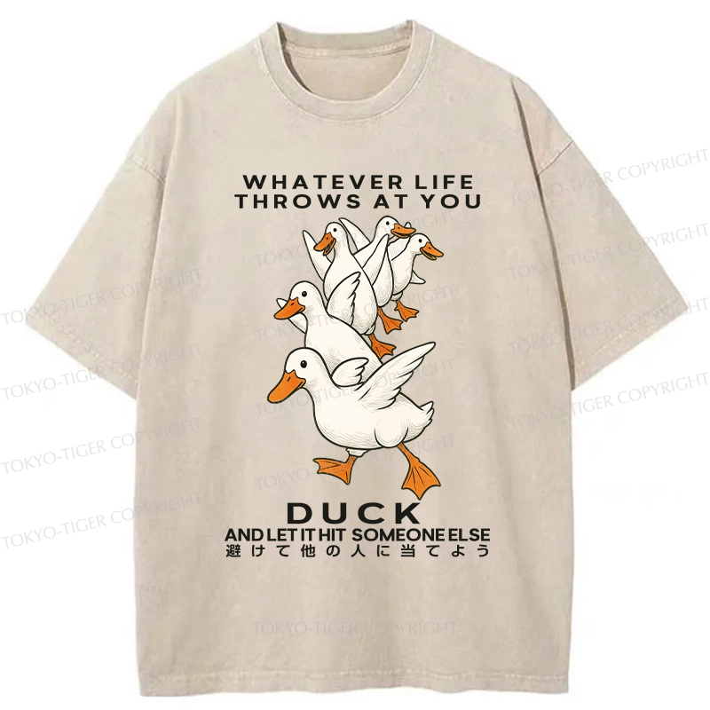 Tokyo-Tiger Funny Whatever Life Throws At You Washed T-Shirt