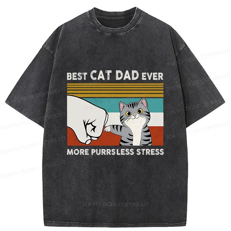 Tokyo-Tiger Funny Cat Dad Washed T-Shirt
