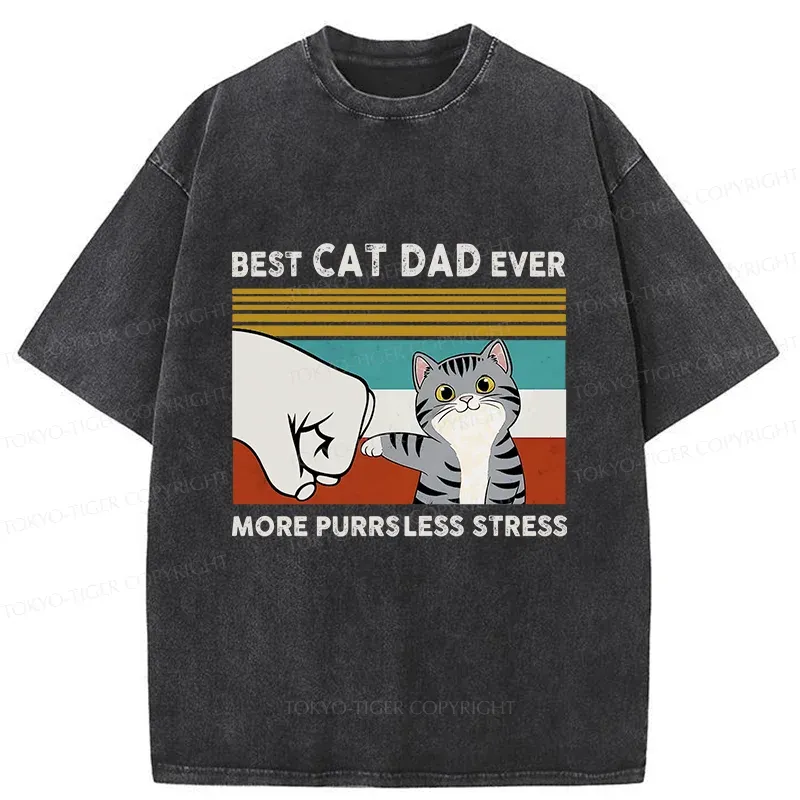 Tokyo-Tiger Funny Cat Dad Washed T-Shirt
