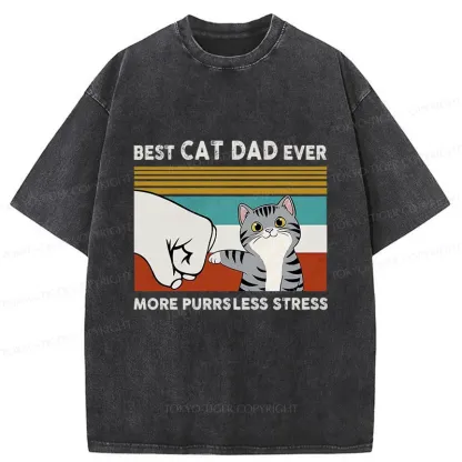 Tokyo-Tiger Funny Cat Dad Washed T-Shirt