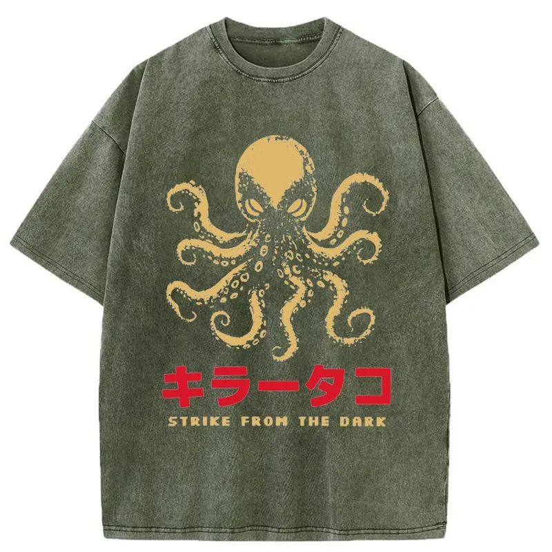 Tokyo-Tiger Japanese Killer Octopus Washed T-Shirt