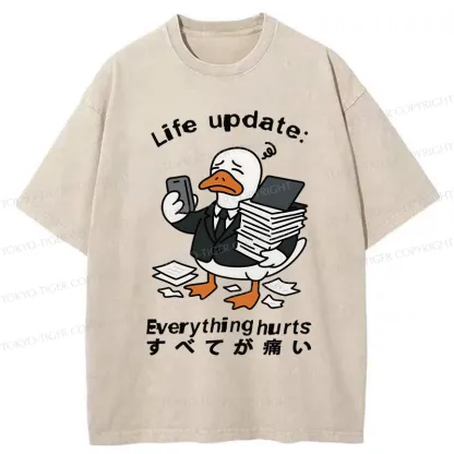 Tokyo-Tiger Life Update Everything Hurts Washed T-Shirt