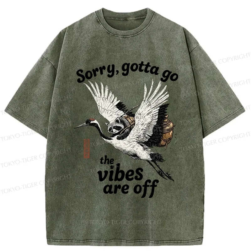 Tokyo-Tiger Raccoon Lying On The Red-Crowned Crane Washed T-Shirt