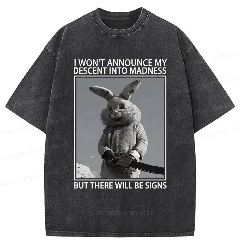 Tokyo-Tiger Rabbit Goes Into Madness Funny Washed T-Shirt