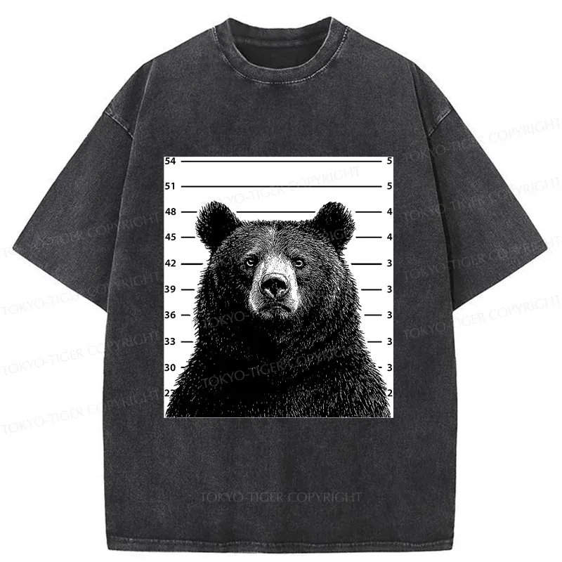 Tokyo-Tiger Arrested Bear Funny Washed T-Shirt