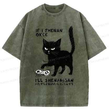 Tokyo-Tiger If I Shenan Once I'll Shenanigan Funny Washed T-Shirt