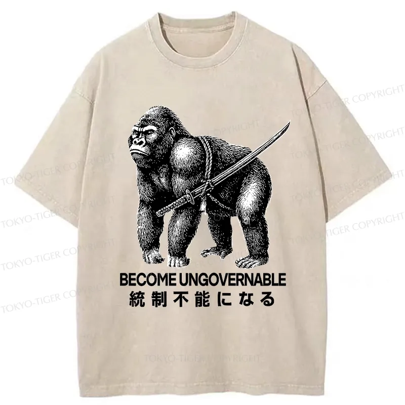 Tokyo-Tiger Gorilla Become Ungovernable Washed T-Shirt