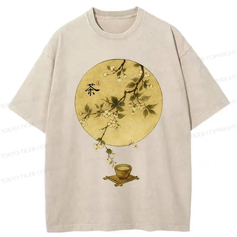 Tokyo-Tiger Serene Tea Ceremony Washed T-Shirt