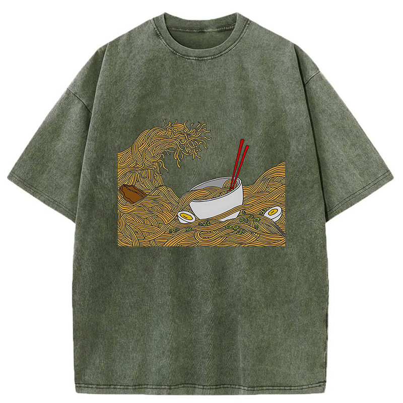 Tokyo-Tiger The Great Wave Off Ramen Washed T-Shirt