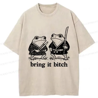 Tokyo-Tiger Bring It Samurai Frog Washed T-Shirt
