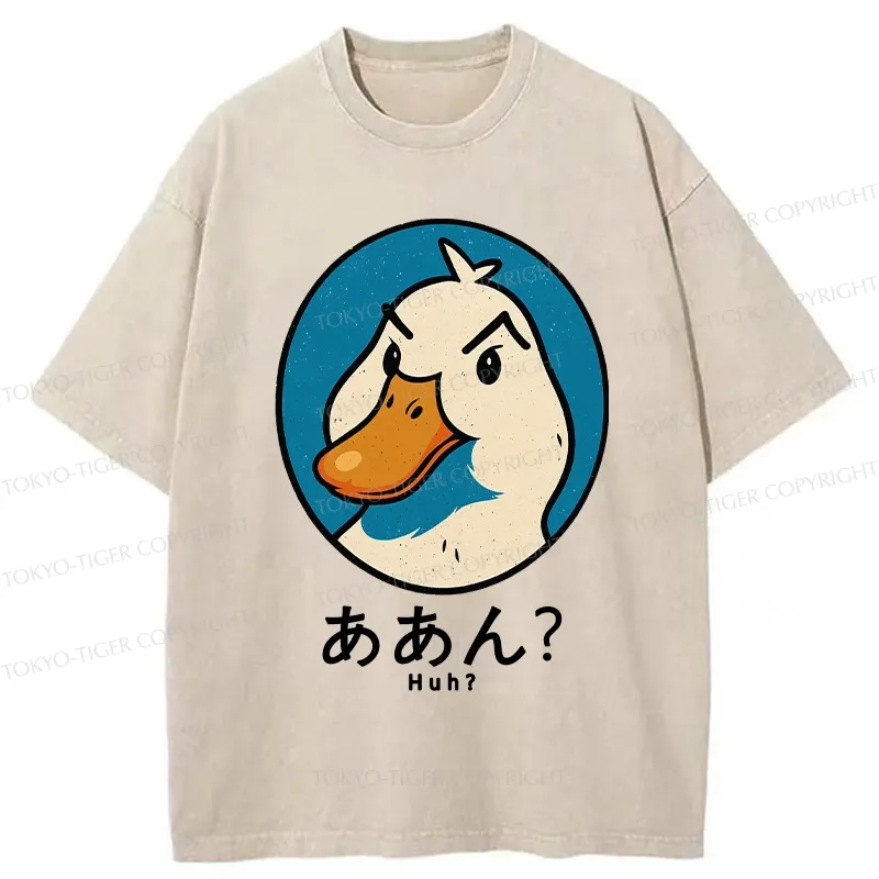 Tokyo-Tiger Funny Doubt Duck Washed T-Shirt