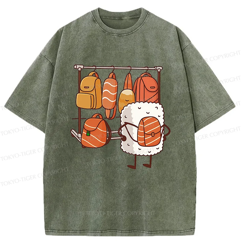 Tokyo-Tiger Sushi Is Selecting Backpacks Washed T-Shirt