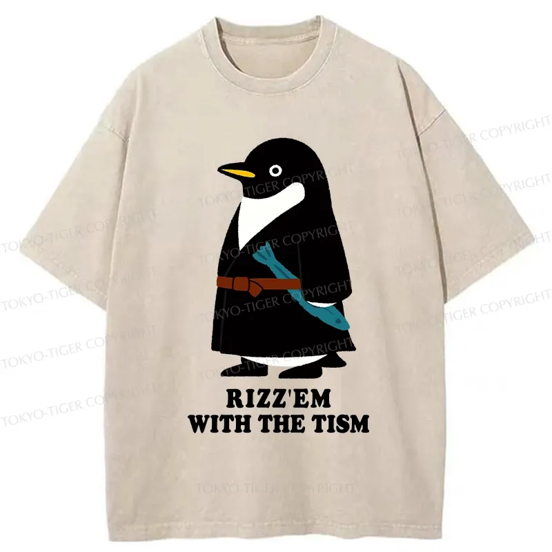 Tokyo-Tiger Rizz'Em With The Tism Washed T-Shirt