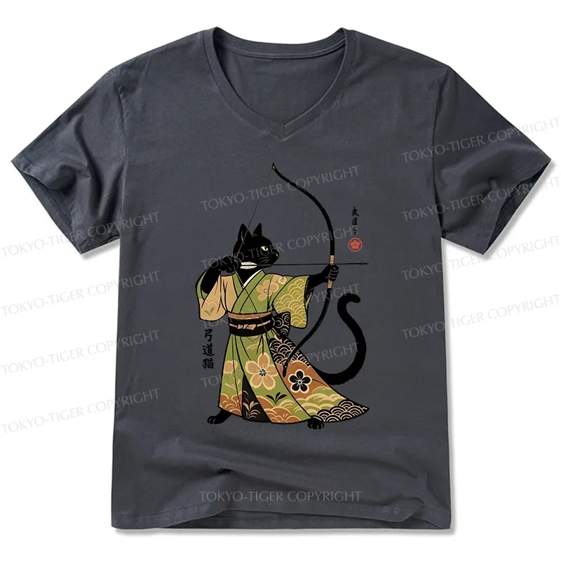 Tokyo-Tiger Japan Cat Archery V-Neck Classic T-Shirt
