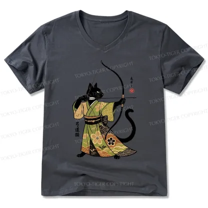 Tokyo-Tiger Japan Cat Archery V-Neck Classic T-Shirt