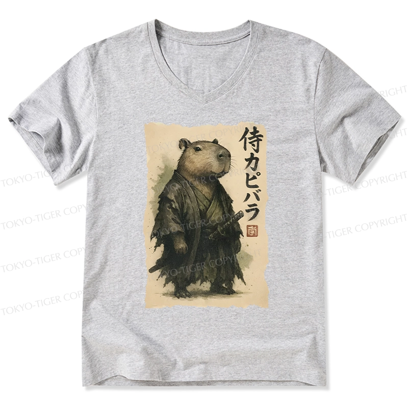 Tokyo-Tiger Capybara Samurai V-Neck Classic T-Shirt