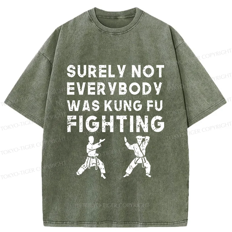 Tokyo-Tiger Funny Kung Fu Washed T-Shirt