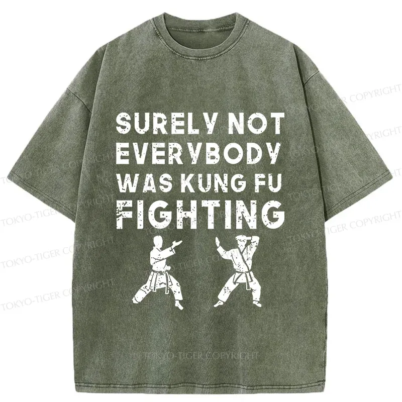 Tokyo-Tiger Funny Kung Fu Washed T-Shirt