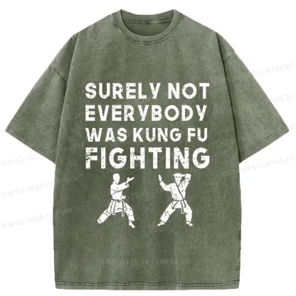 Tokyo-Tiger Funny Kung Fu Washed T-Shirt