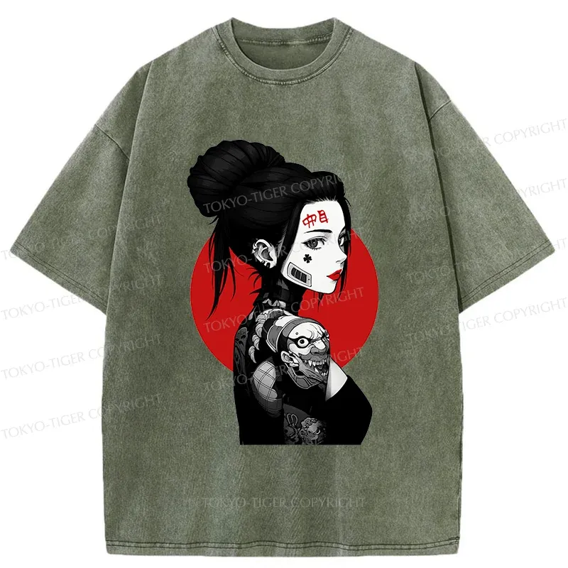 Tokyo-Tiger Mechanical Woman Washed T-Shirt