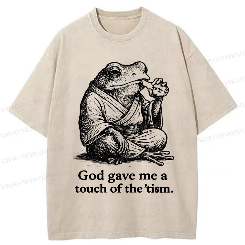 Tokyo-Tiger God Gave Me A Touch Of The 'tism Washed T-Shirt