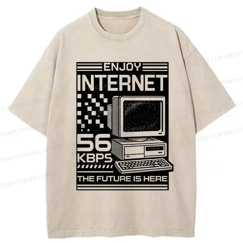 Tokyo-Tiger Enjoy The Internet Washed T-Shirt